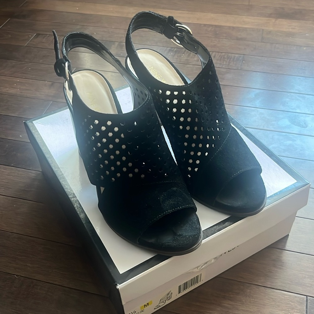 Nine West piomboo open toe chunky heels size 8.5